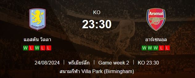 แอสตัน วิลล่า VS อาร์เซน่อล